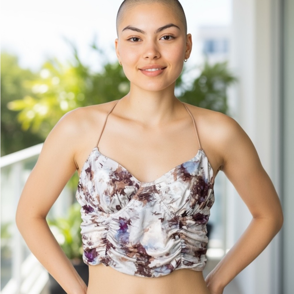 Urban Outfitters Girl Crush ruched cropped strappy‎ tank top festival Medium